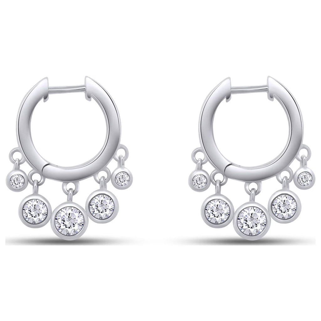 14K White Gold Over Sterling Silver Moissanite Hoop Earring P442