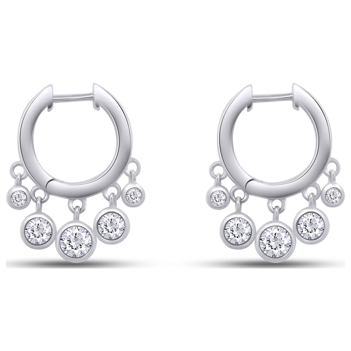 14K White Gold Over Sterling Silver Moissanite Hoop Earring P442