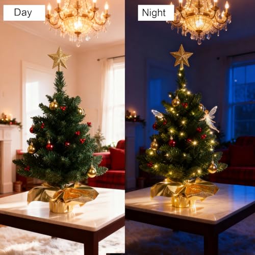 24 Inch Artificial Christmas Tree with LED Lights and Ornaments E128