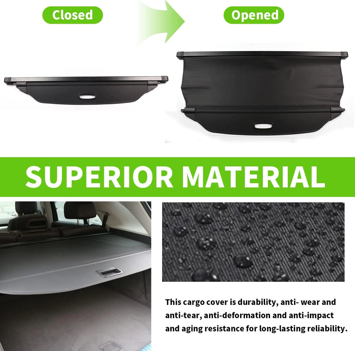 Retractable Cargo Cover for Subaru Crosstrek Impreza, Black T314399