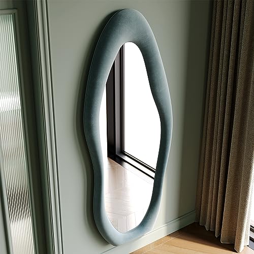 63" x 24" Flannel Wrapped Wooden Frame Irregular Wavy Full Length Mirror Z461646