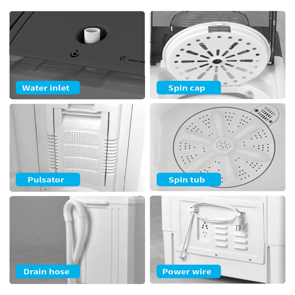 Portable 26Lbs Twin Tub Washing Machine with Gravity Drain Pump F255172