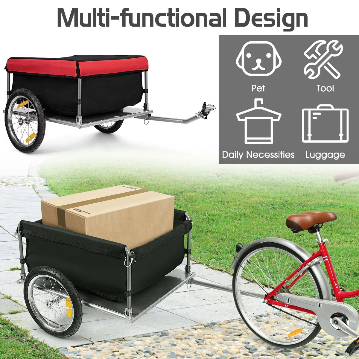 Bike Cargo Trailer with Folding Frame and Quick Release Wheels R1603