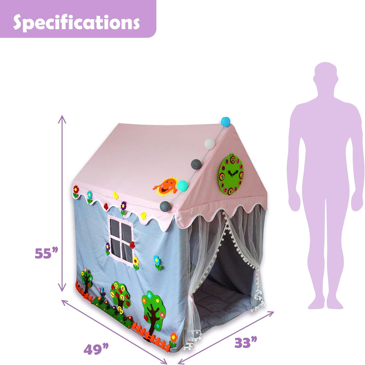 Kids Teepee Indoor Play Tent with Padded Mat H906117