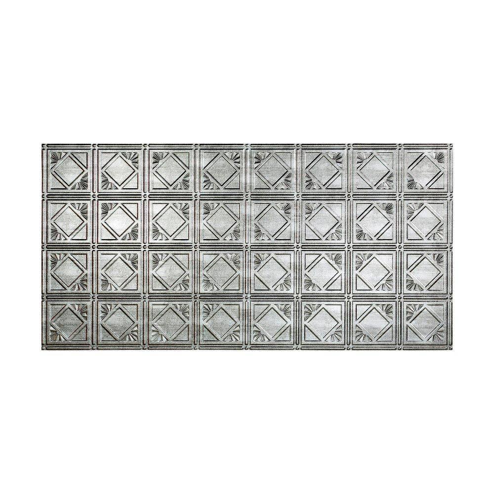 Crosshatch Silver 5 Pack Vinyl Glue Up Ceiling Tile R4660