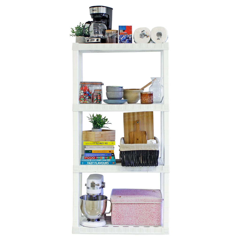4-Tier White Plastic Shelving Unit C640968