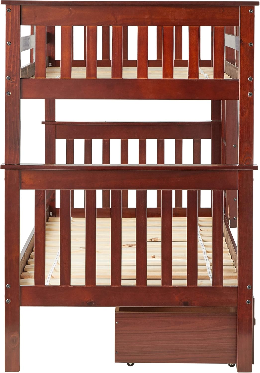 Dark Cappuccino Twin Bunk Bed with Under Bed Drawers T9752