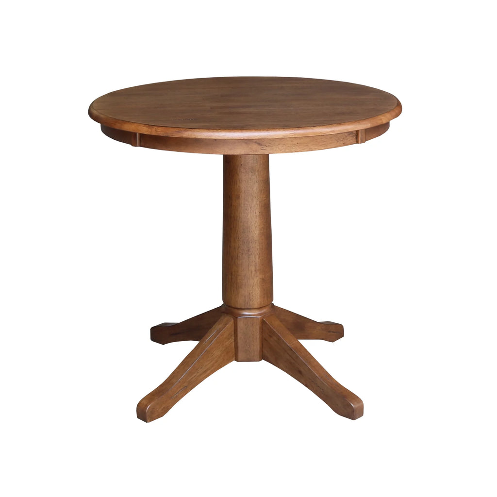 Round Solid Wood Pedestal Dining Table with 2 Splat Back Dining Chairs I388115