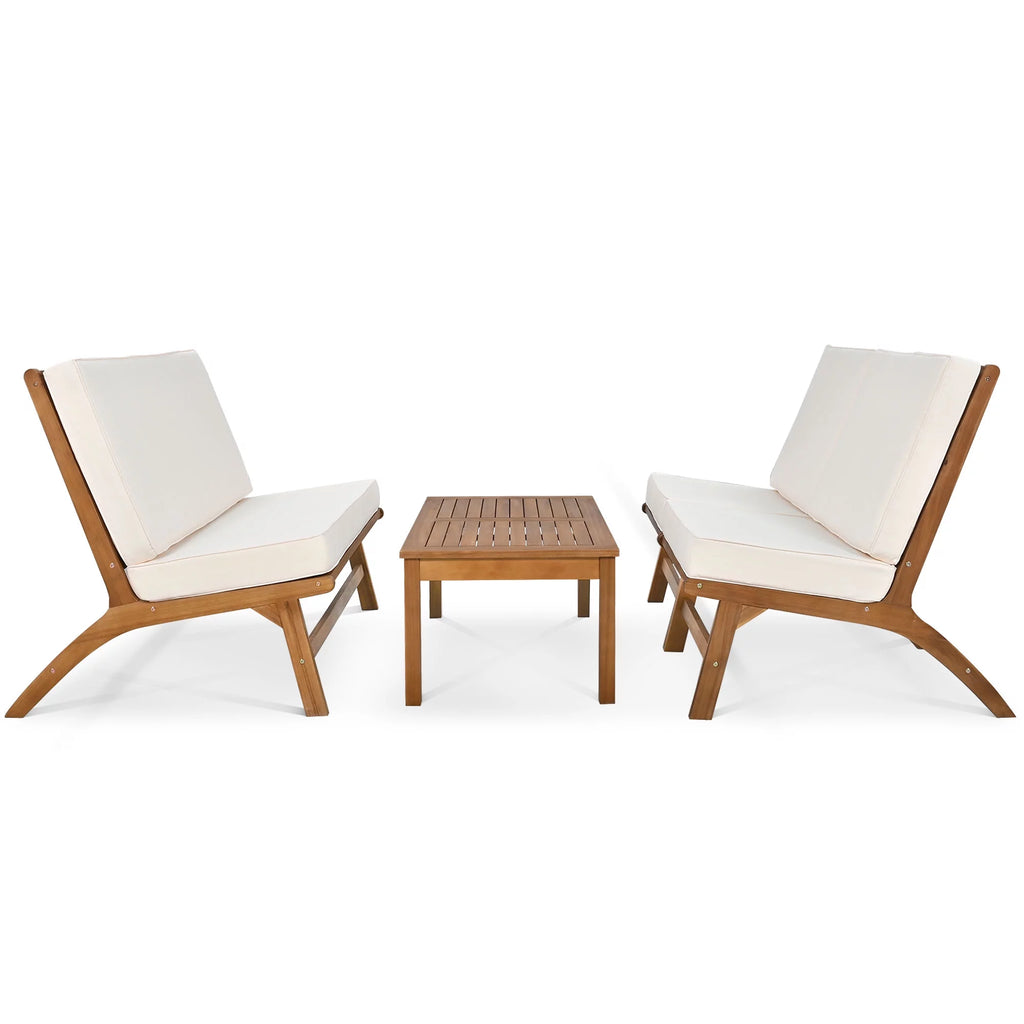 4-Piece V-shaped Acacia Solid Wood Outdoor Sofa O263852