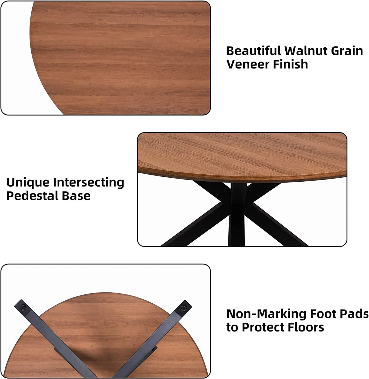 Mid-Century Modern Round Dining Table for 4-6 T8232