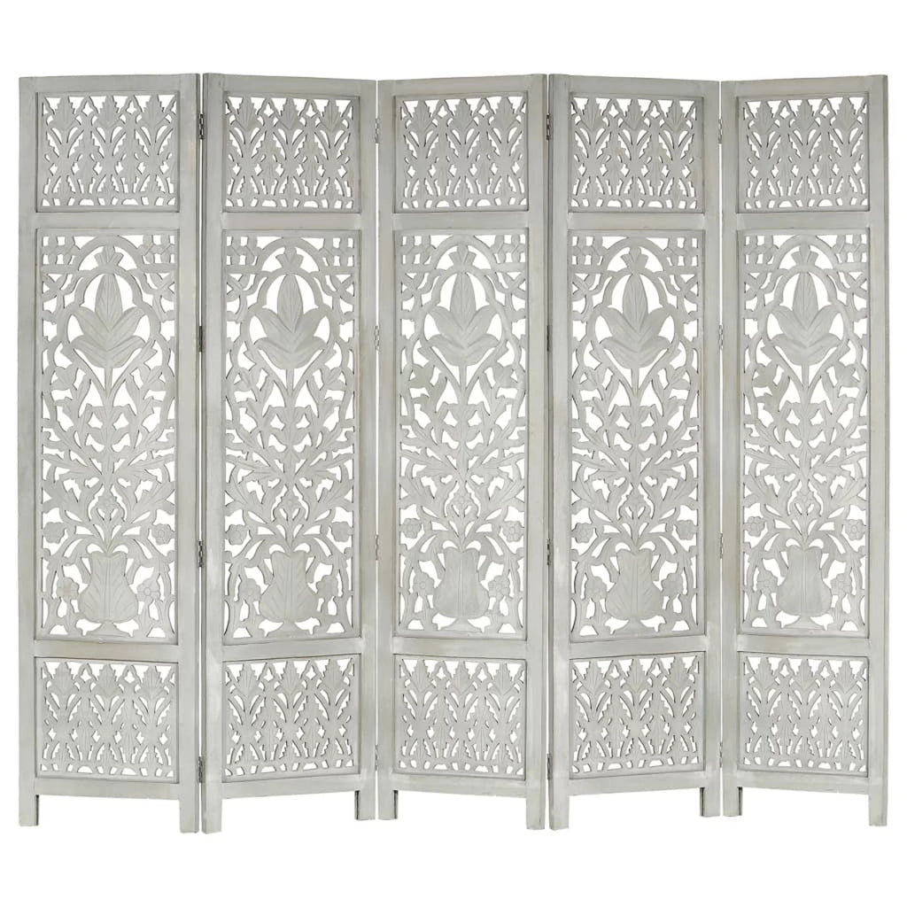 Hand Carved 5-Panel Mango Wood Room Divider E40397