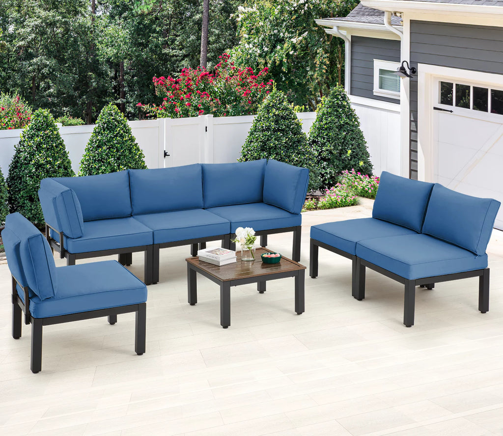 7 Pieces Metal Patio Furniture Set with Cushions and Table S31270