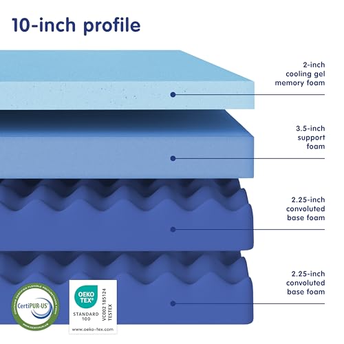 Gel Memory Foam Mattress, 12-Inch Queen White P94412