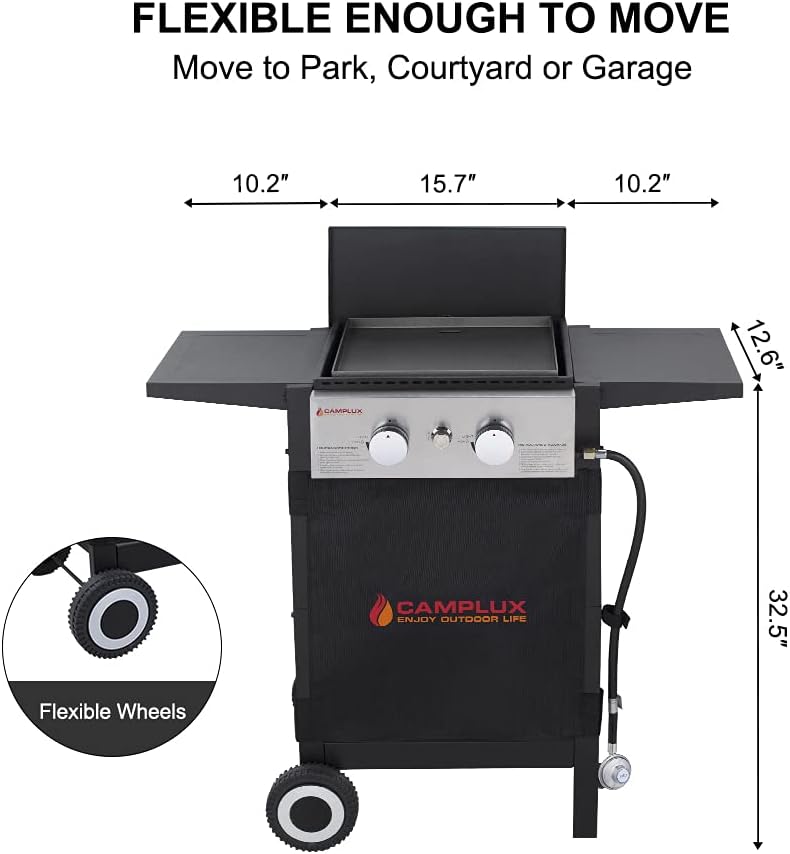 Black 2 Burner Flat Top Gas Griddle with Lid N1989