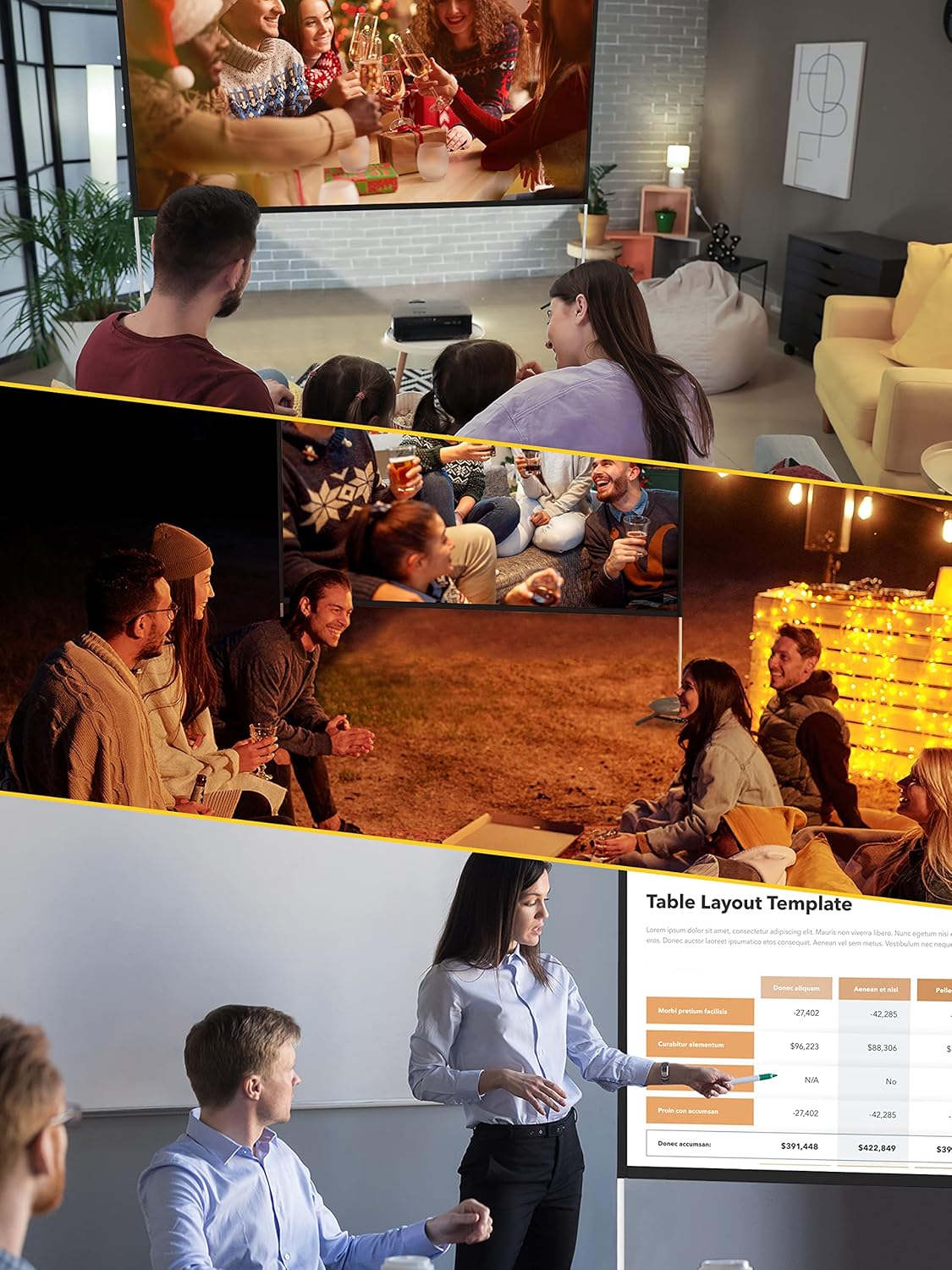 120 Inch 16:9 Portable Projector Screen with Stand and Carry Bag I816
