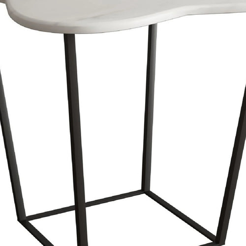 20 Inch Marble Top Metal End Table W51319