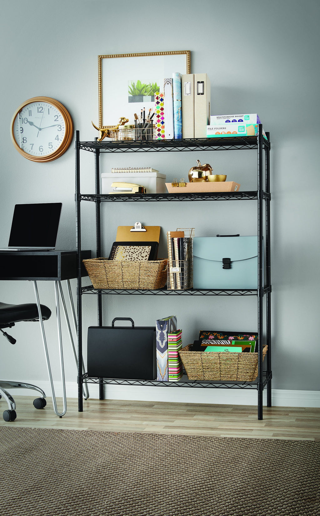 Steel 4-Tier Storage Shelf Unit White T5152