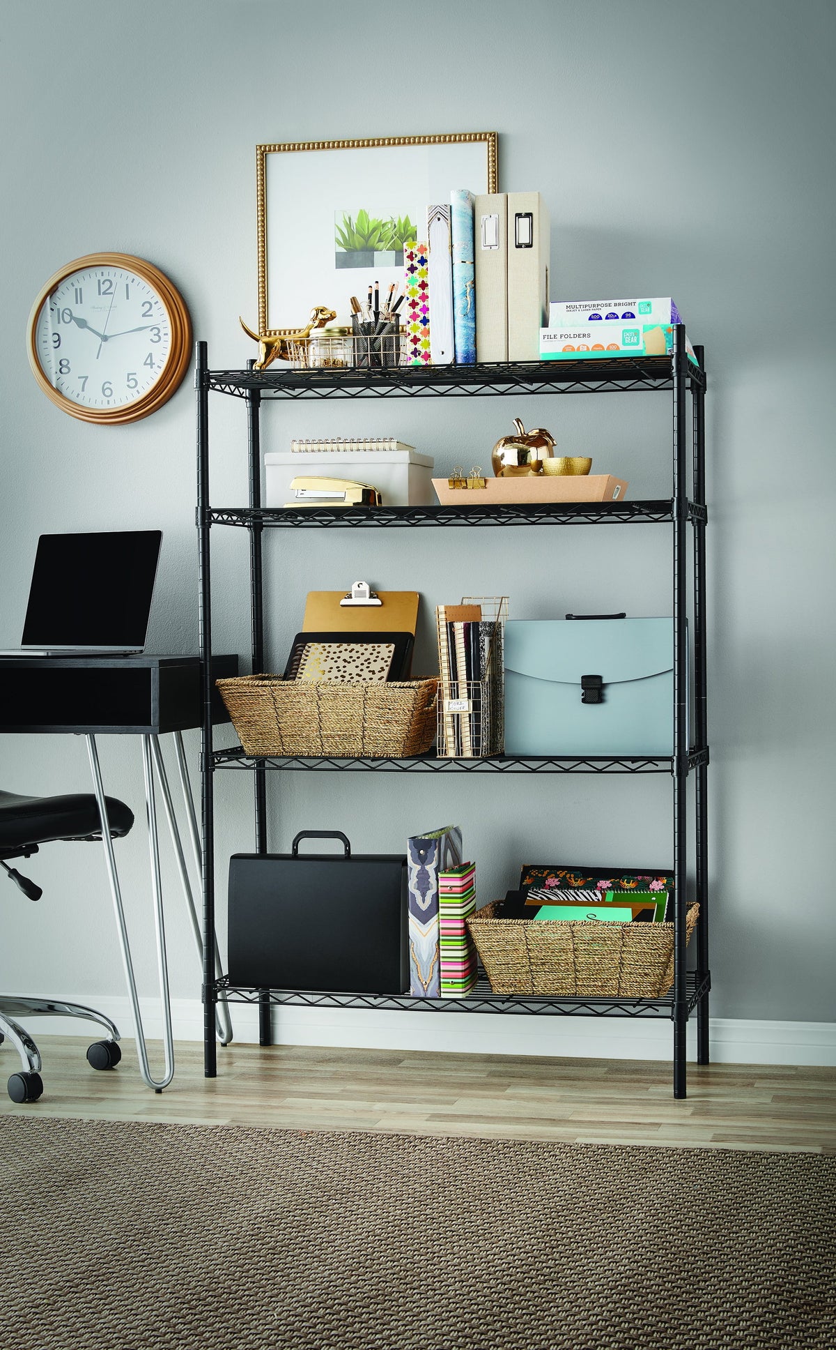 Steel 4-Tier Storage Shelf Unit White T5152
