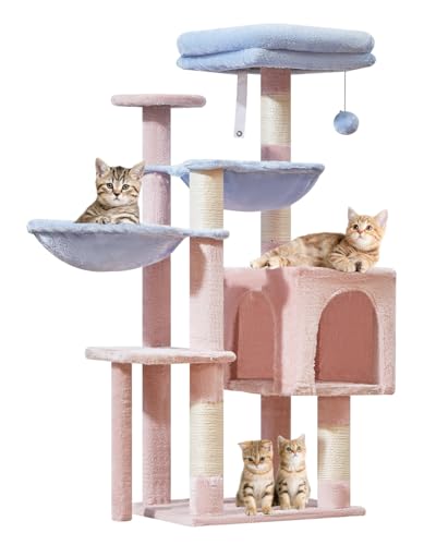 39.4-Inch Plush Cat Tree with 5 Scratching Posts W161172