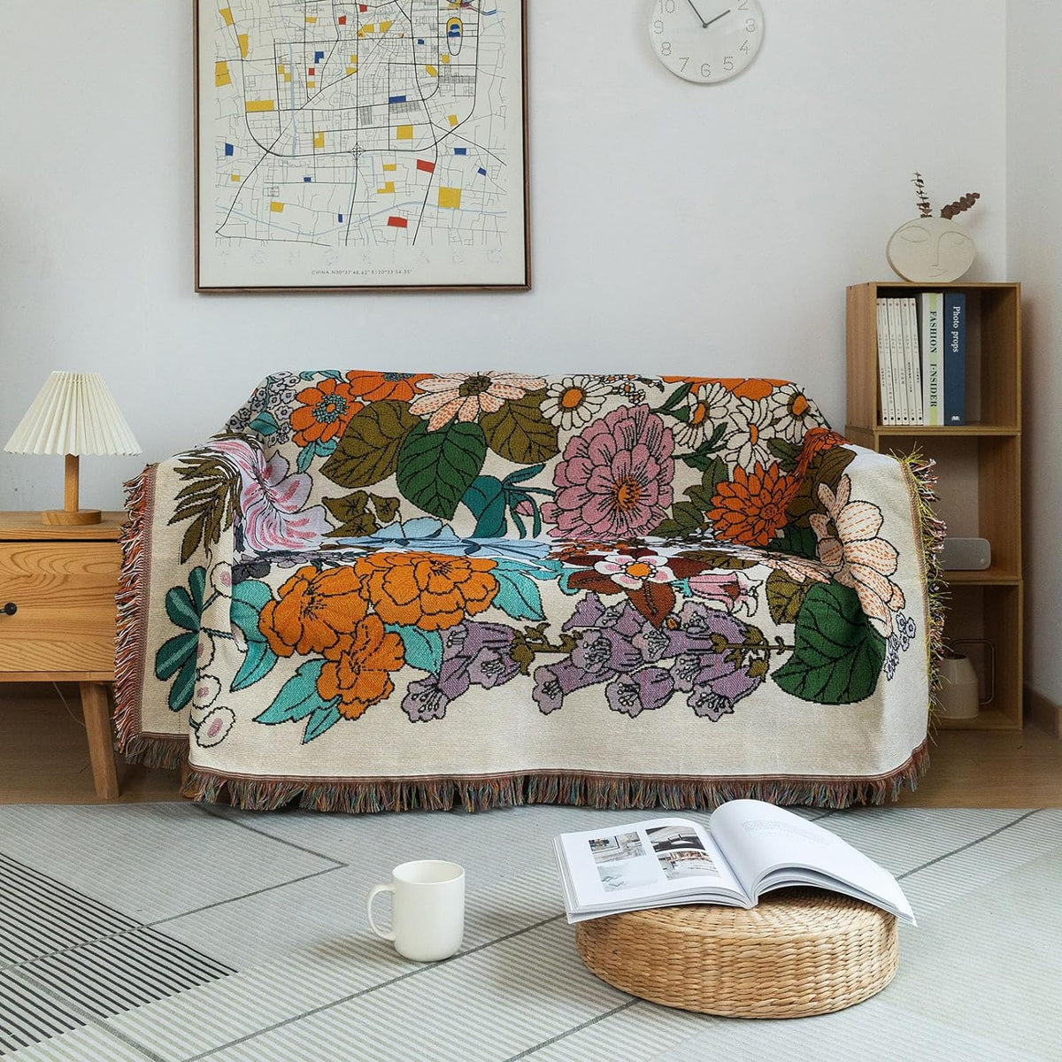 Beige Jacquard Couch Cover for 3 Cushion Sofa C658