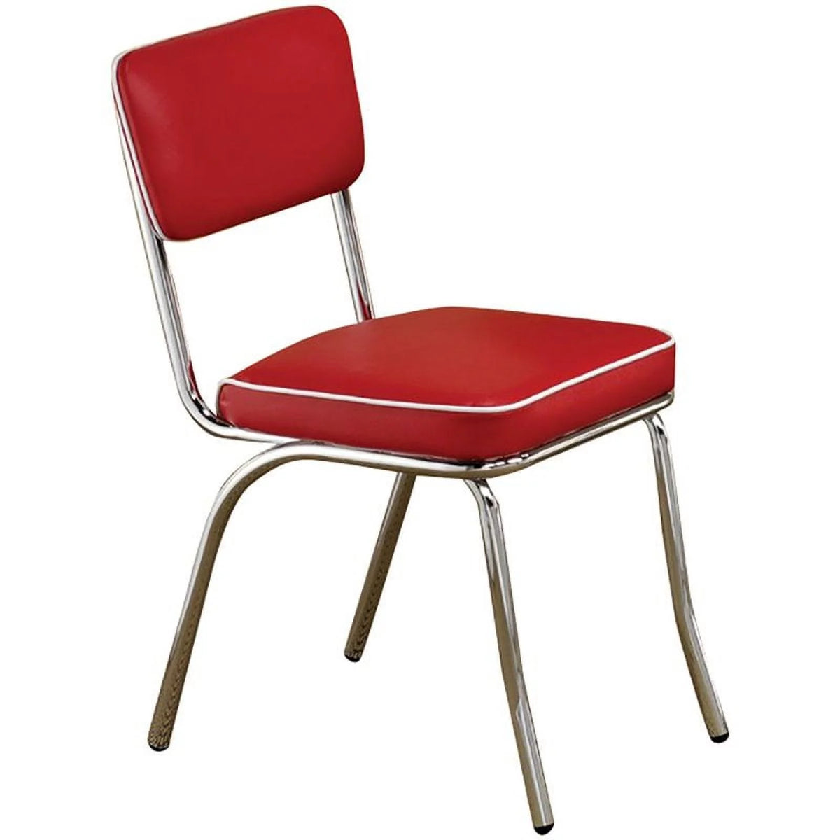 Red and Chrome Dining Side Chair Y14556