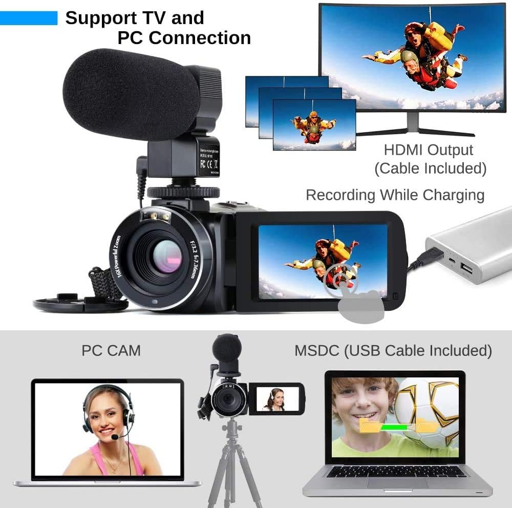 4K 48MP Camcorder with Microphone & Remote Control WiFi Digital Camera B38271