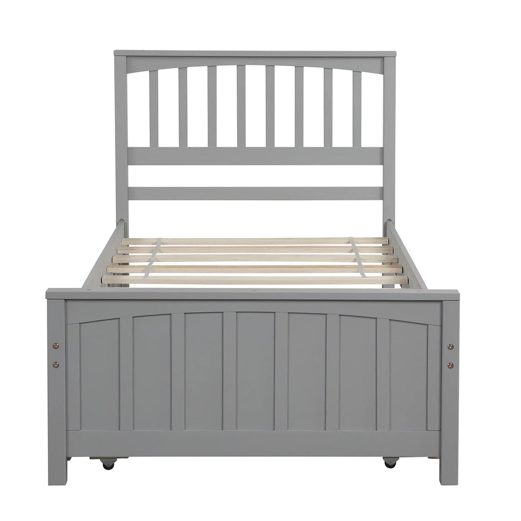 Gray Twin Size Platform Bed with Trundle X12195