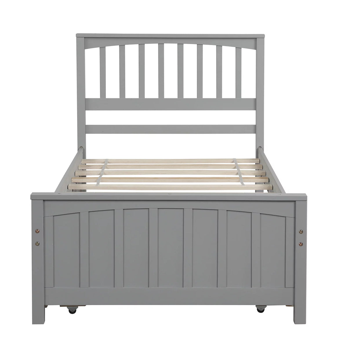 Gray Twin Size Platform Bed with Trundle X12195