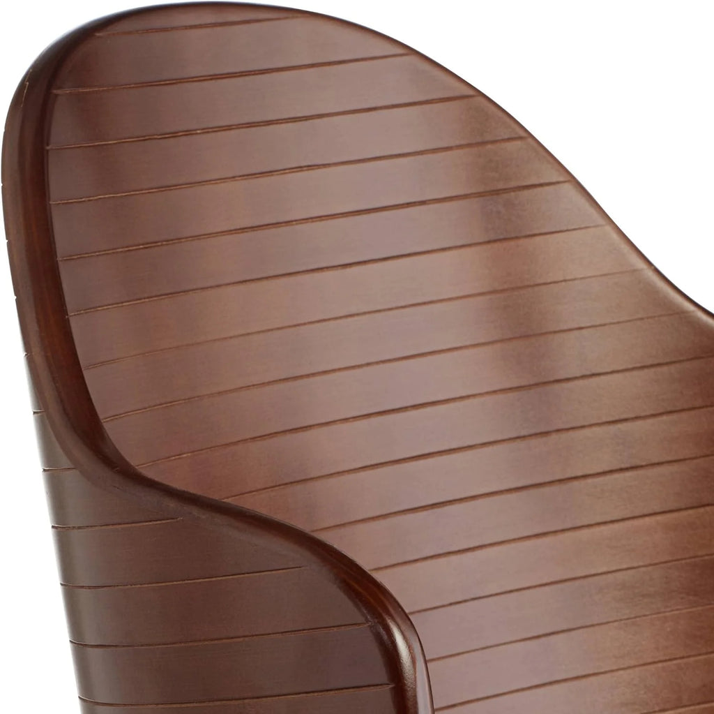 Dark Walnut Wood Swivel Stool with Backrest Footrest R269654