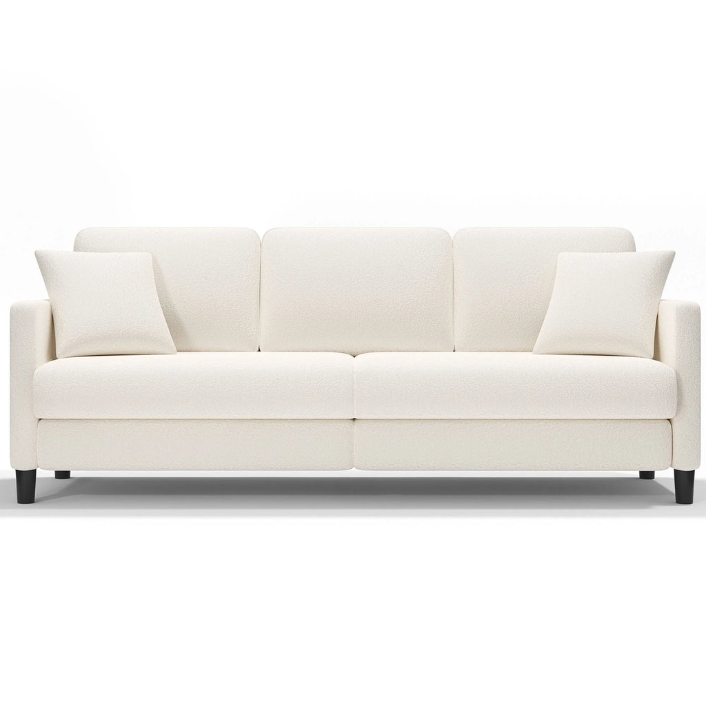 Off-White Velvet 3 Seater Sofa with 2 Pillows Z5013