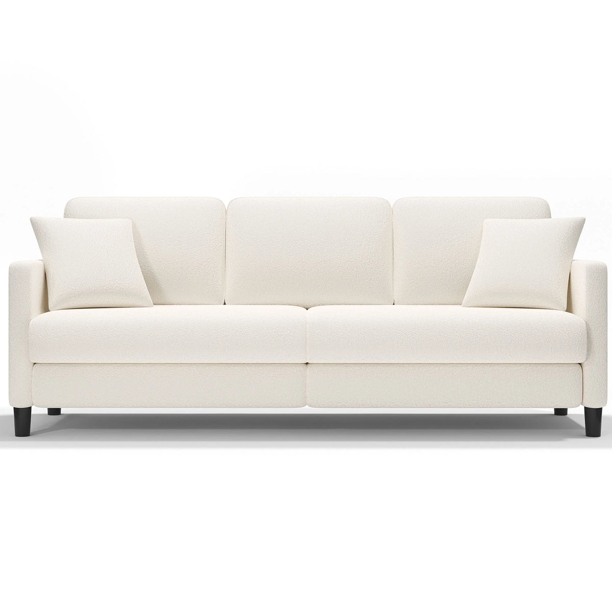 Off-White Velvet 3 Seater Sofa with 2 Pillows Z5013