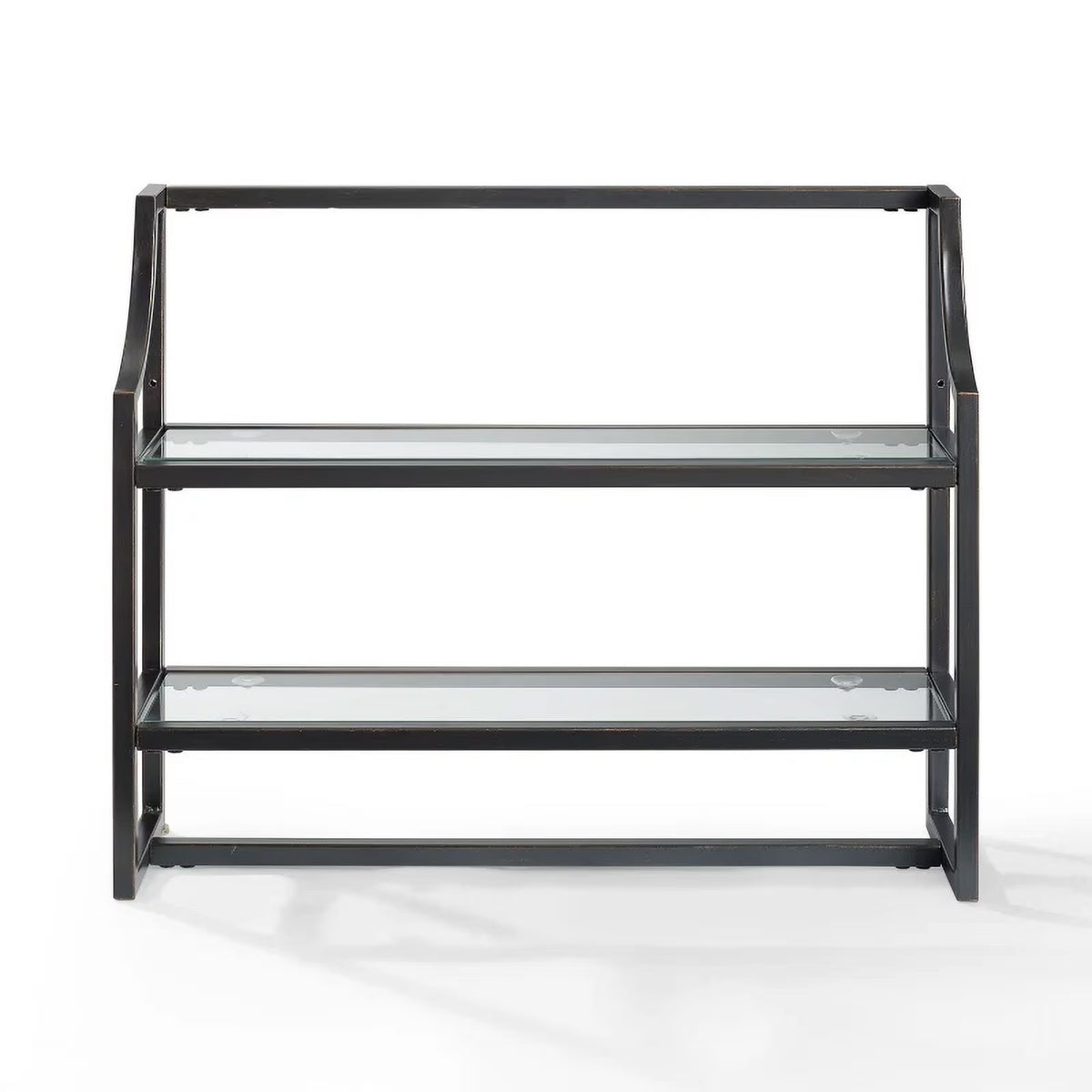 Oil Rubbed Bronze 2 Shelf Glass Metal Wall Shelf L156