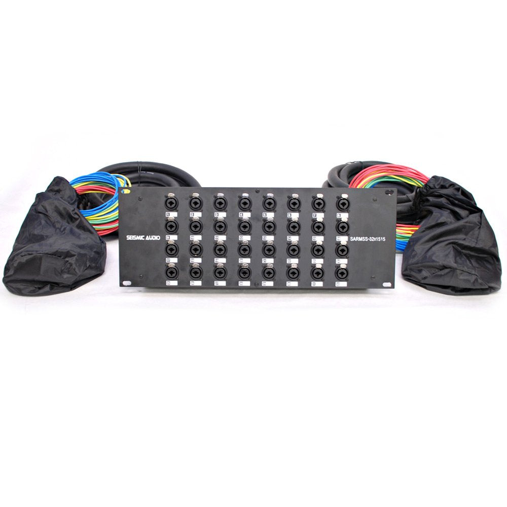 32 Channel XLR TRS Combo Splitter Snake Cable with two 15' XLR trunks O980