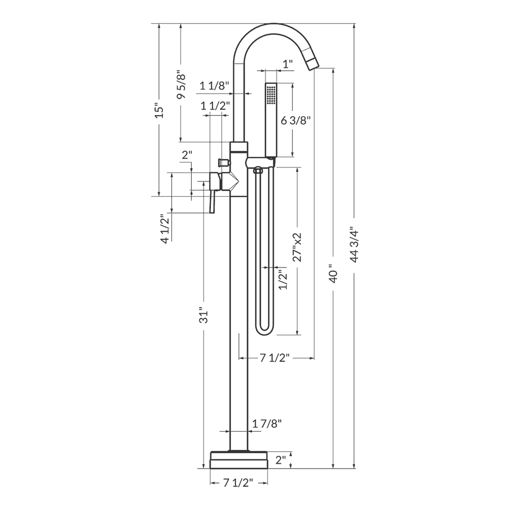 Single Handle Freestanding Tub Filler Trim O722