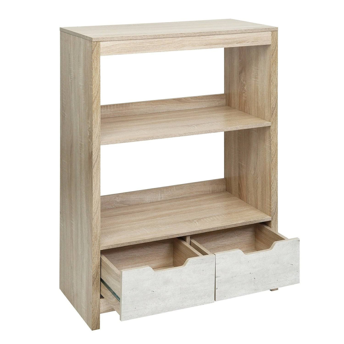 3-Shelf Bookcase with Drawers - Oak Q84638