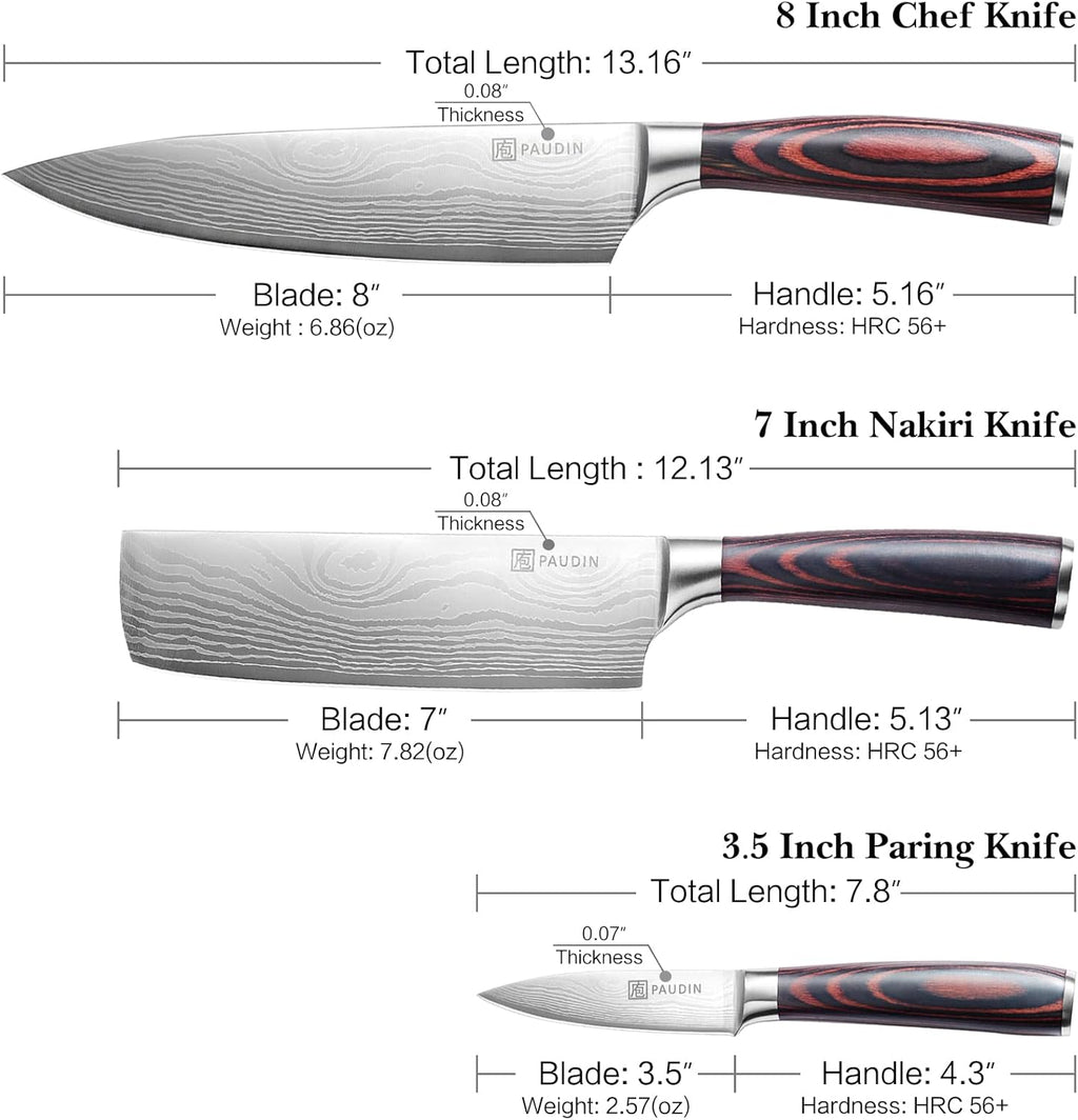 3 Pieces German High Carbon Stainless Steel Knife Set C597658