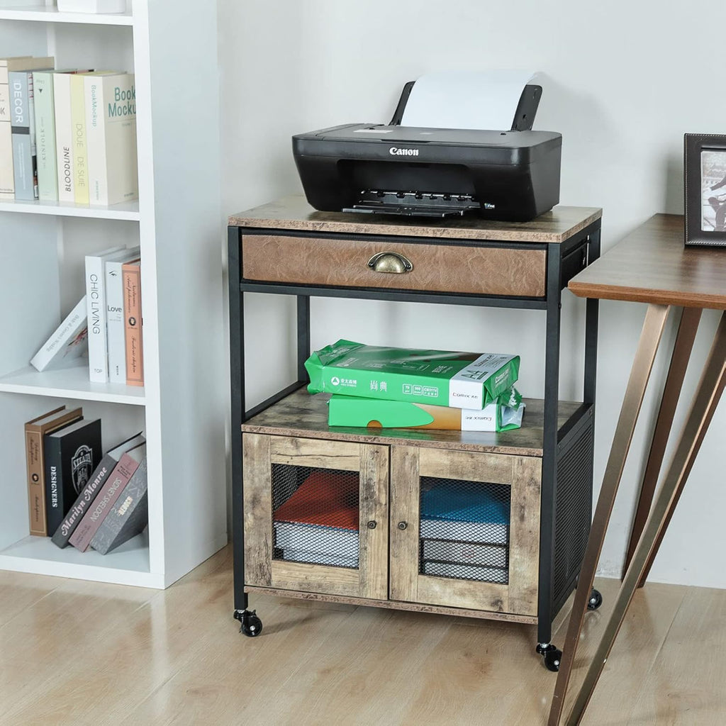 Mobile Printer Stand with Storage and Drawer E518901