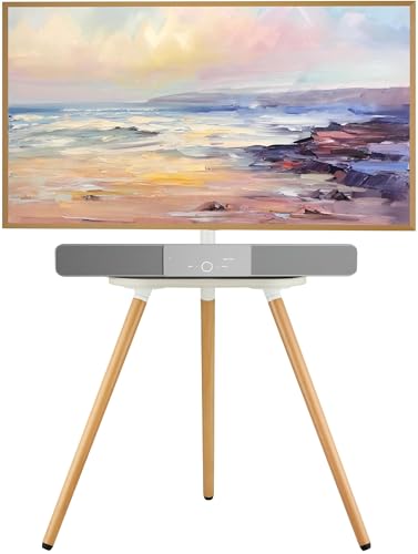 Height Adjustable Swivel TV Stand for 40 to 65 Inch Screen with Wooden Tray I3034