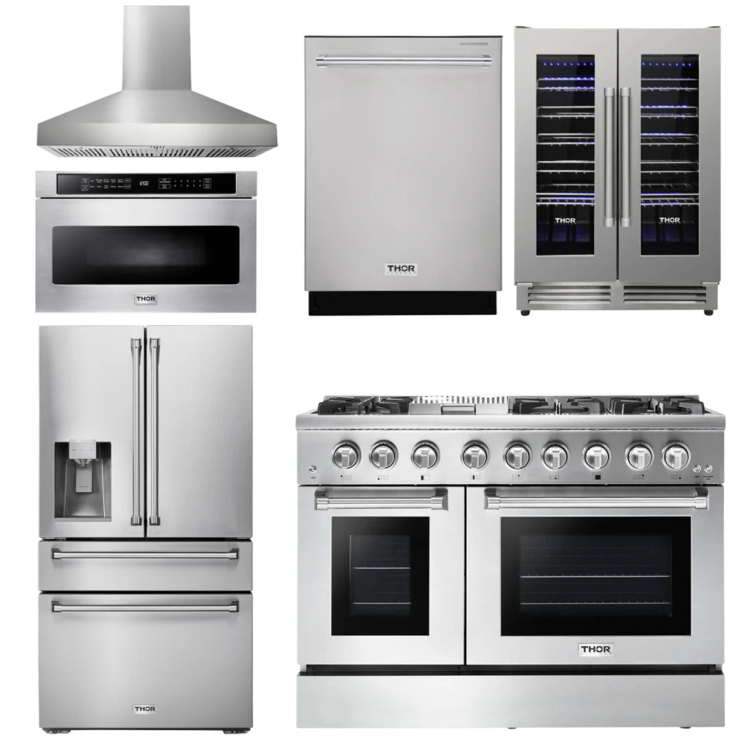 48 Dual Fuel Range, Range Hood, Refrigerator, Dishwasher, Microwave, Wine Cooler P926