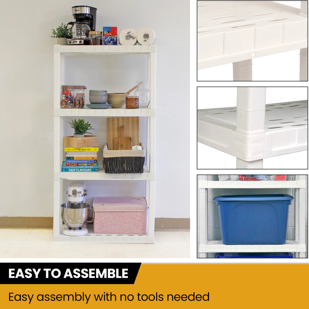 4-Tier White Plastic Shelving Unit C640968