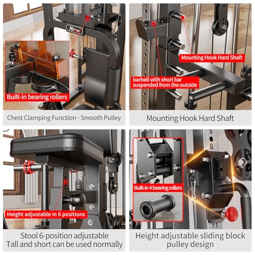 Smith Machine Squat Rack Power Cage with Cable Crossover System X367849