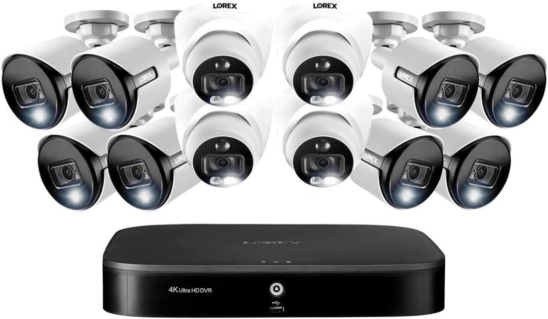 4k Wired Security Camera System, 3TB 16 Channel DVR, 8 Bullet Cameras, 4 Dome Cameras T9525