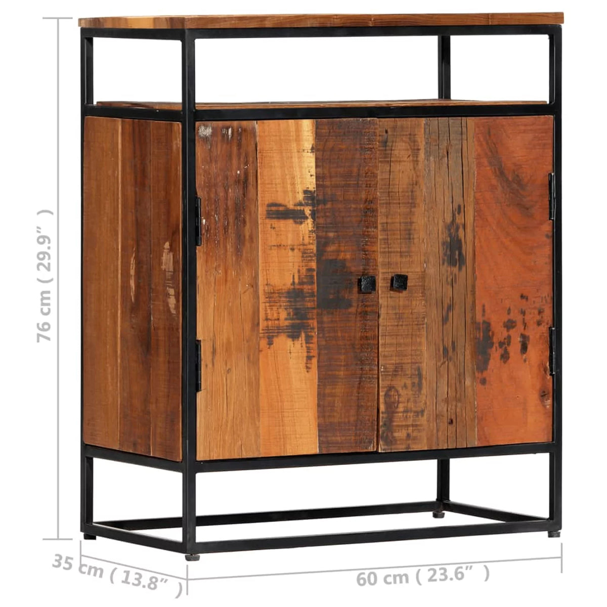 Solid Reclaimed Wood and Steel Side Cabinet Z4525