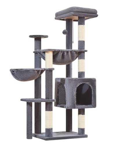 39.4-Inch Plush Cat Tree with 5 Scratching Posts W161172