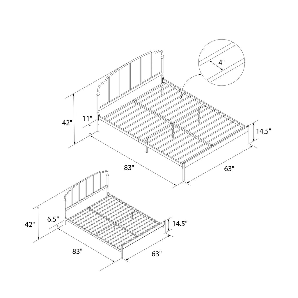 Queen Black Metal Bed J42231