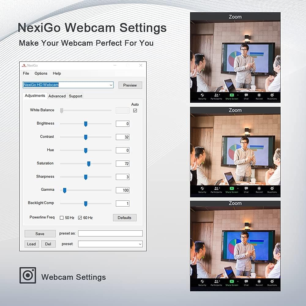 1080P 60FPS Webcam with Light, AutoFocus, Privacy Cover, USB Web Camera, Dual Stereo Microphone I2083