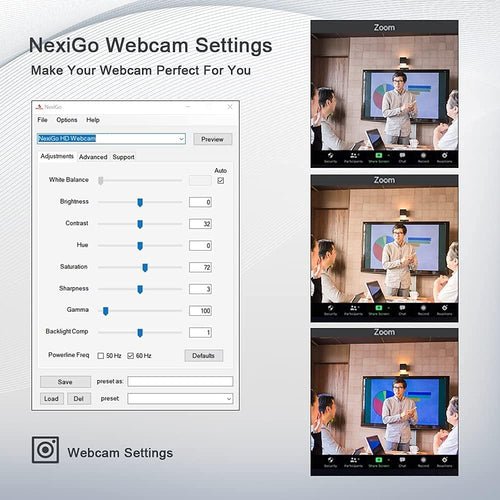 1080P 60FPS Webcam with Light, AutoFocus, Privacy Cover, USB Web Camera, Dual Stereo Microphone I2083