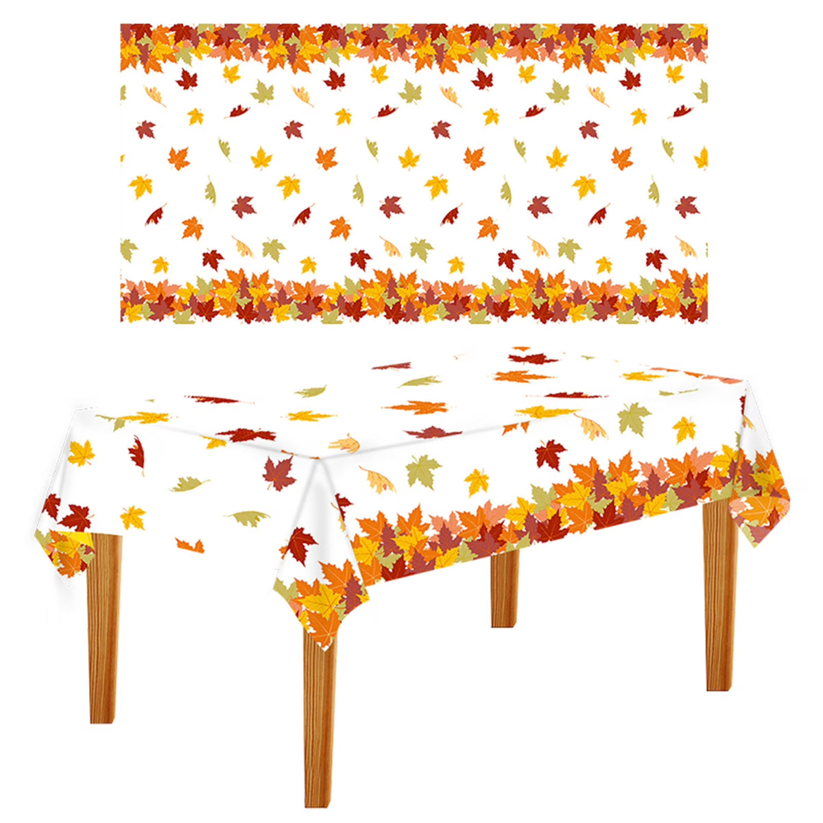 4.5x 9 FT Plastic Fall Leaf Tablecloth G5441