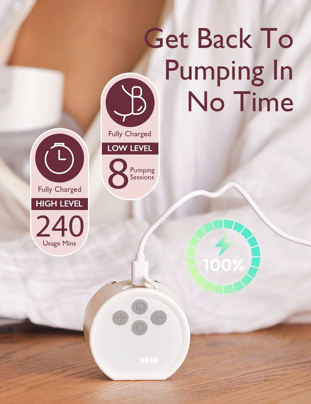 Hands Free Wearable Double Electric Breast Pump 24mm C1595