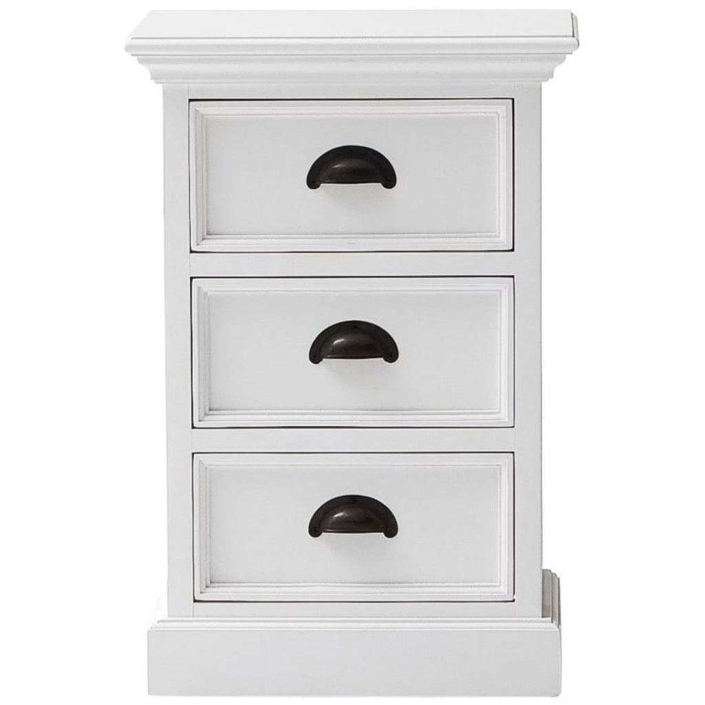 Modern Solid Mahogany Wood 3 Drawer Nightstand in Pure White W659